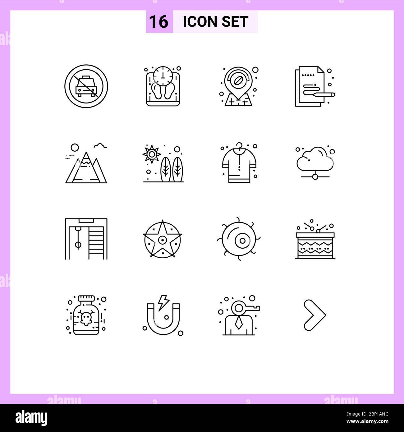 16 icônes créatives signes et symboles modernes de montagne, stylo, échelle, peinture, éléments de conception vectorielle modifiables créatifs Illustration de Vecteur