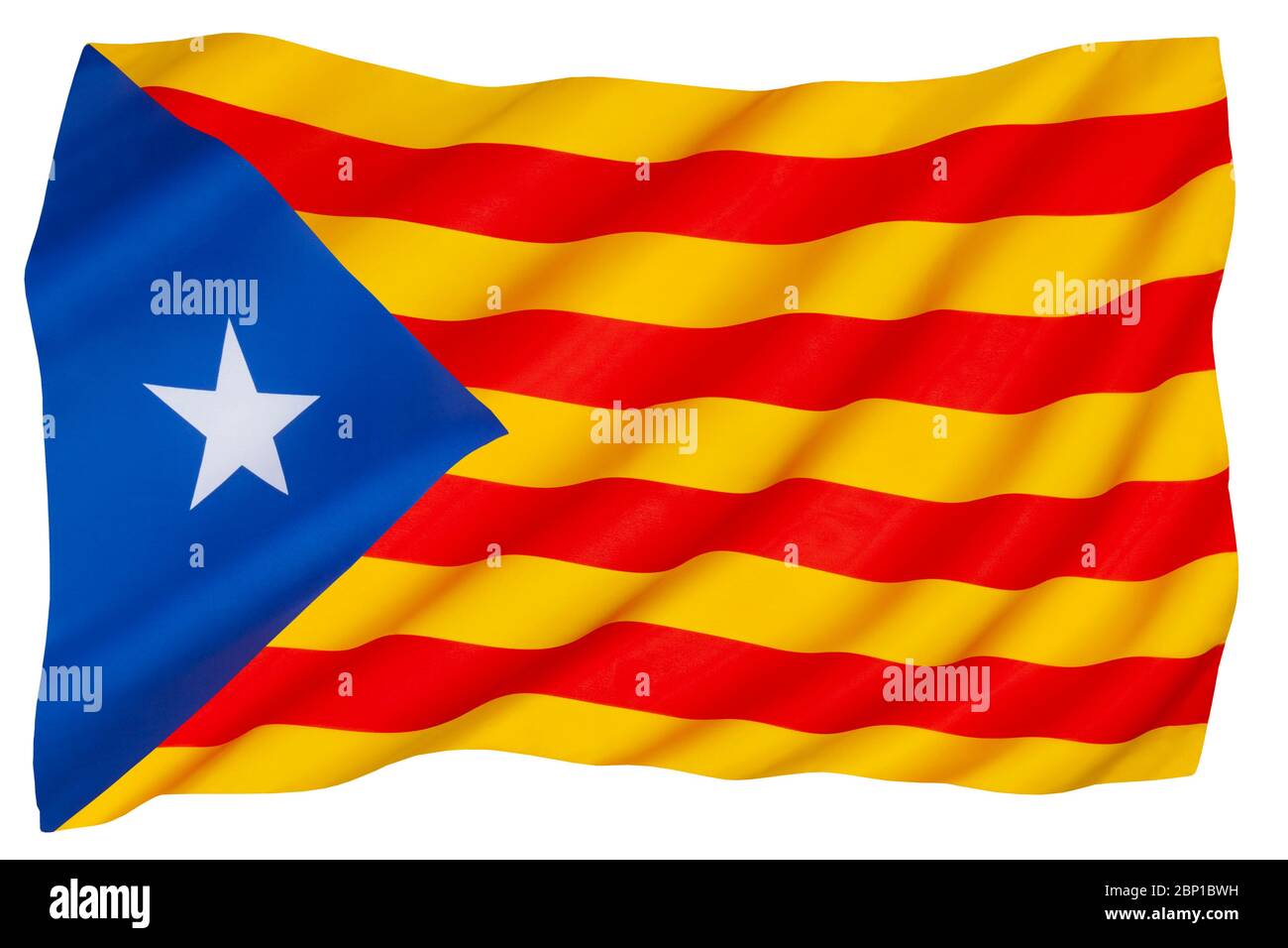 Le Senyera ESTELADA - le drapeau non officiel des partisans de l'indépendance catalane pour exprimer leur soutien à une Catalogne indépendante ou à un Pai indépendant Banque D'Images