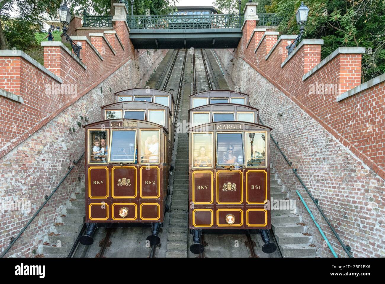 Le Funiculaire du château de Buda à Budapest, Hongrie voitures Banque D'Images
