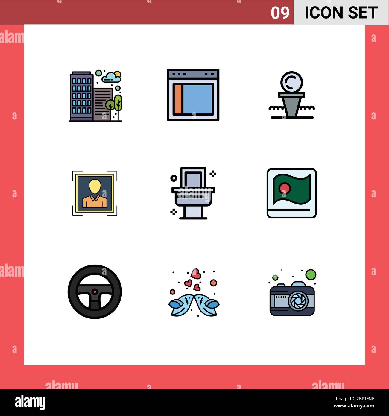 9 icônes créatives signes et symboles modernes de l'image de profil, ID utilisateur, site Web, utilisateur, HIT Editable Vector Design Elements Illustration de Vecteur