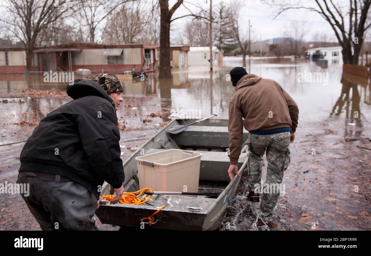 2016 inondations à High Ridge, Missouri, États-Unis, le long de la rivière Big, affluent des rivières Mississippi et Meramec. Banque D'Images