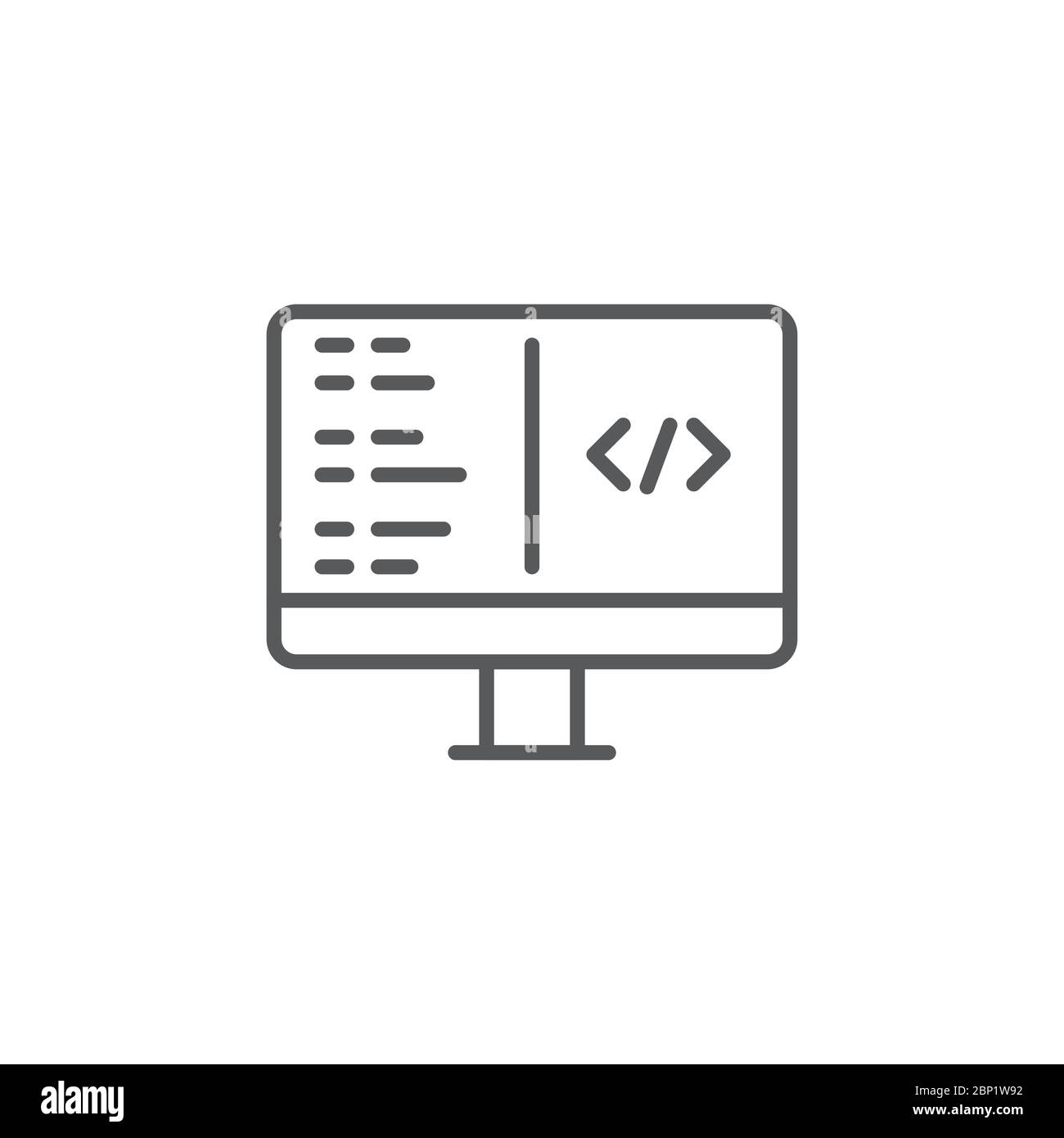 Symbole d'icône de vecteur de programmation par ordinateur isolé sur fond blanc Illustration de Vecteur