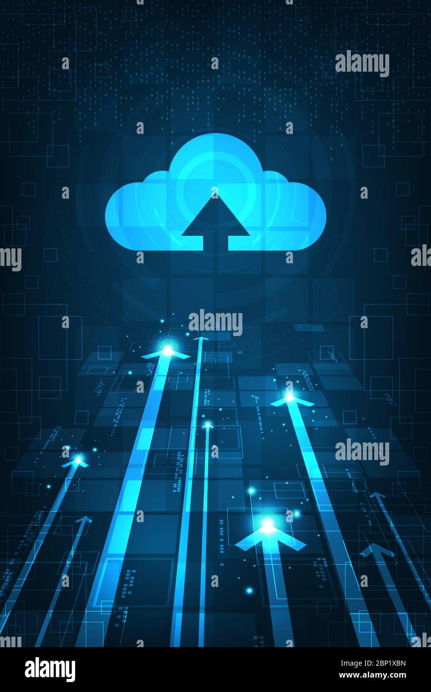 Interface Cloud qui affiche le téléchargement de données sur Internet. Illustration de Vecteur