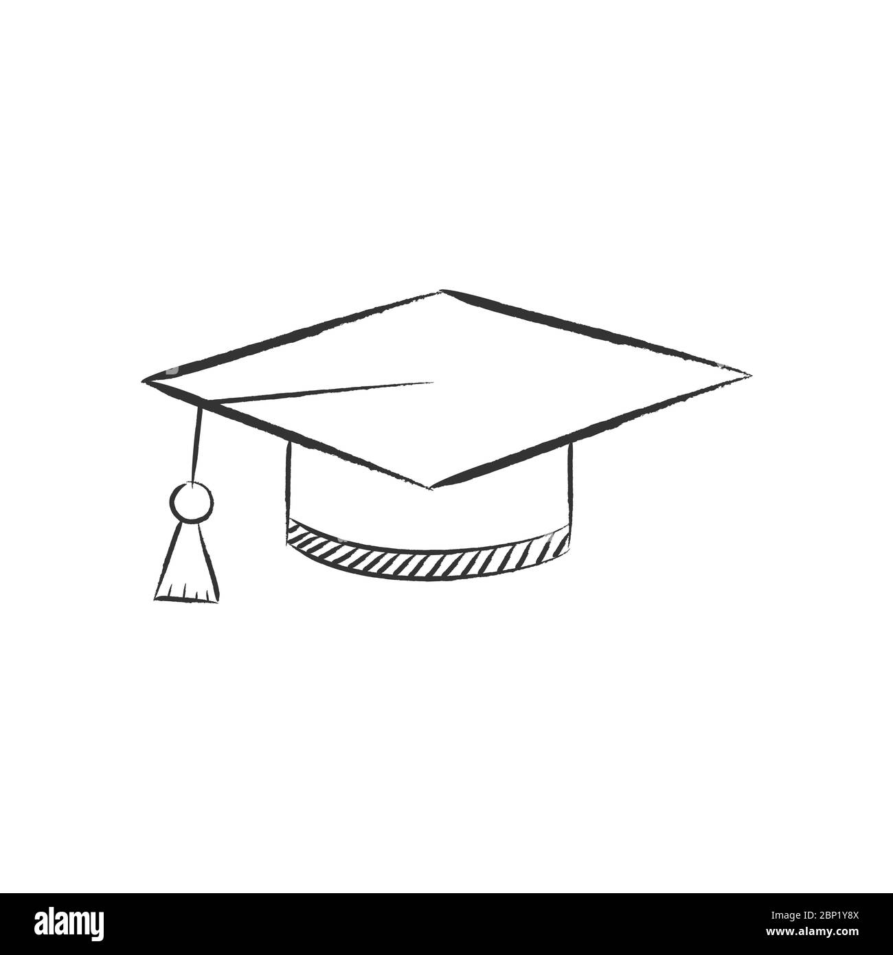 Cap des diplômés. Contour vide isolé sur fond blanc, conception linéaire simple Illustration de Vecteur