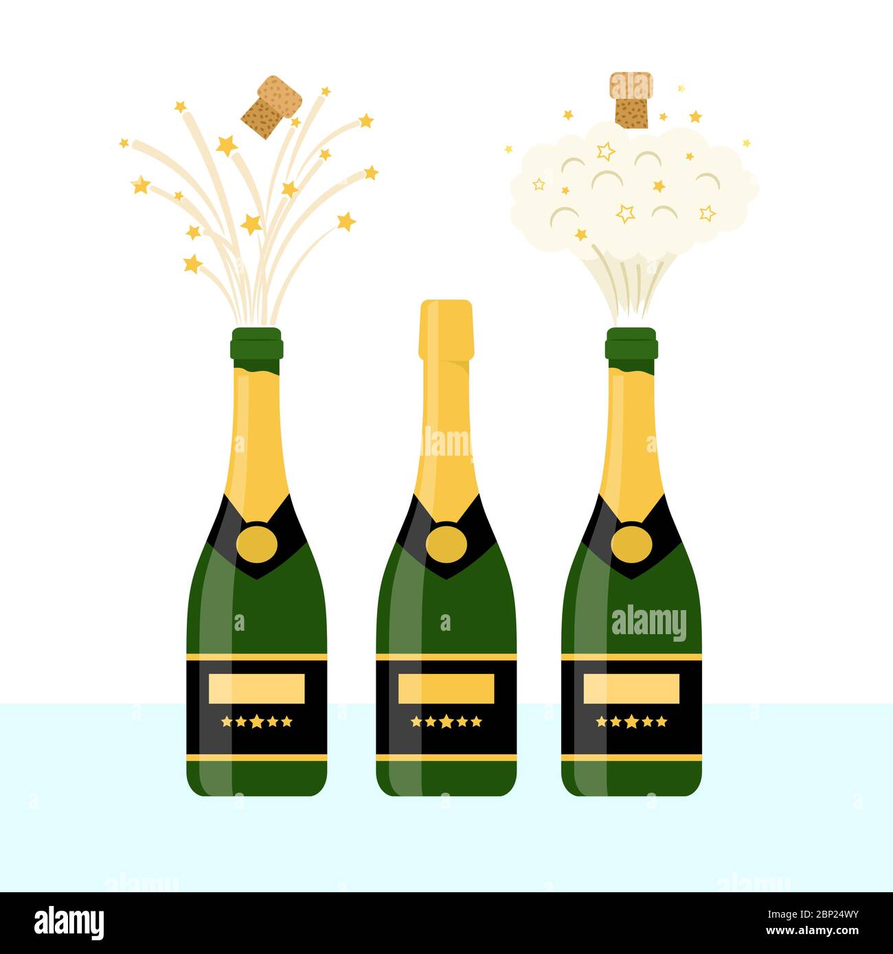 Plusieurs bouteilles de champagne ouvertes, illustration vectorielle Illustration de Vecteur