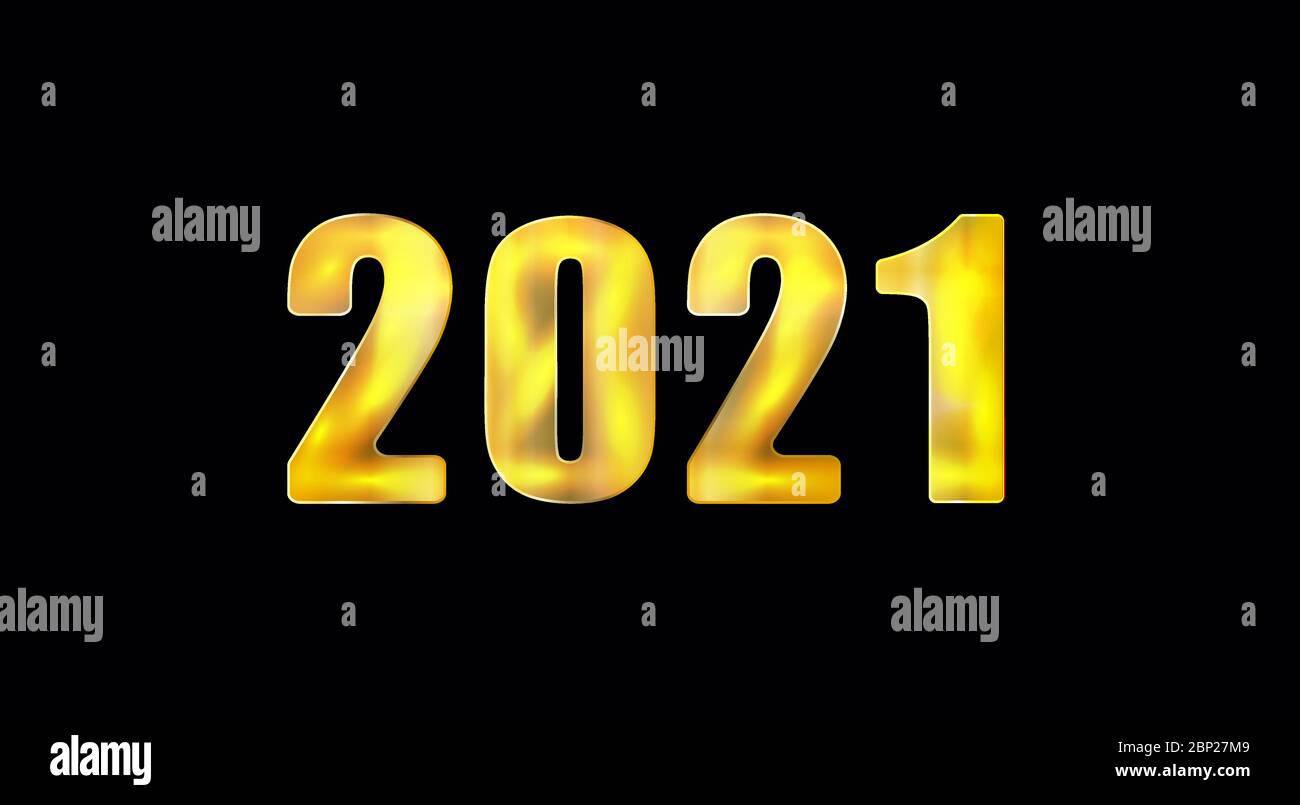 2021 inscriptions en numéros dorés sur fond noir. Bonne année. Illustration vectorielle Illustration de Vecteur