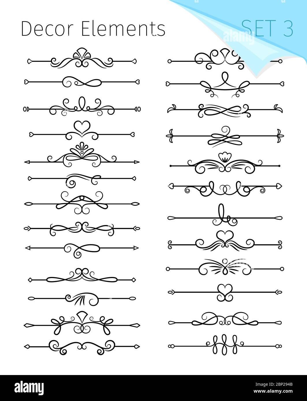 Séparateurs de texte. Jeu de séparateurs de ligne typographiques vectoriels, pare-chocs rétro ornés de livres, séparateurs de texte vintage ou touches de page calligraphique isolées sur fond blanc Illustration de Vecteur