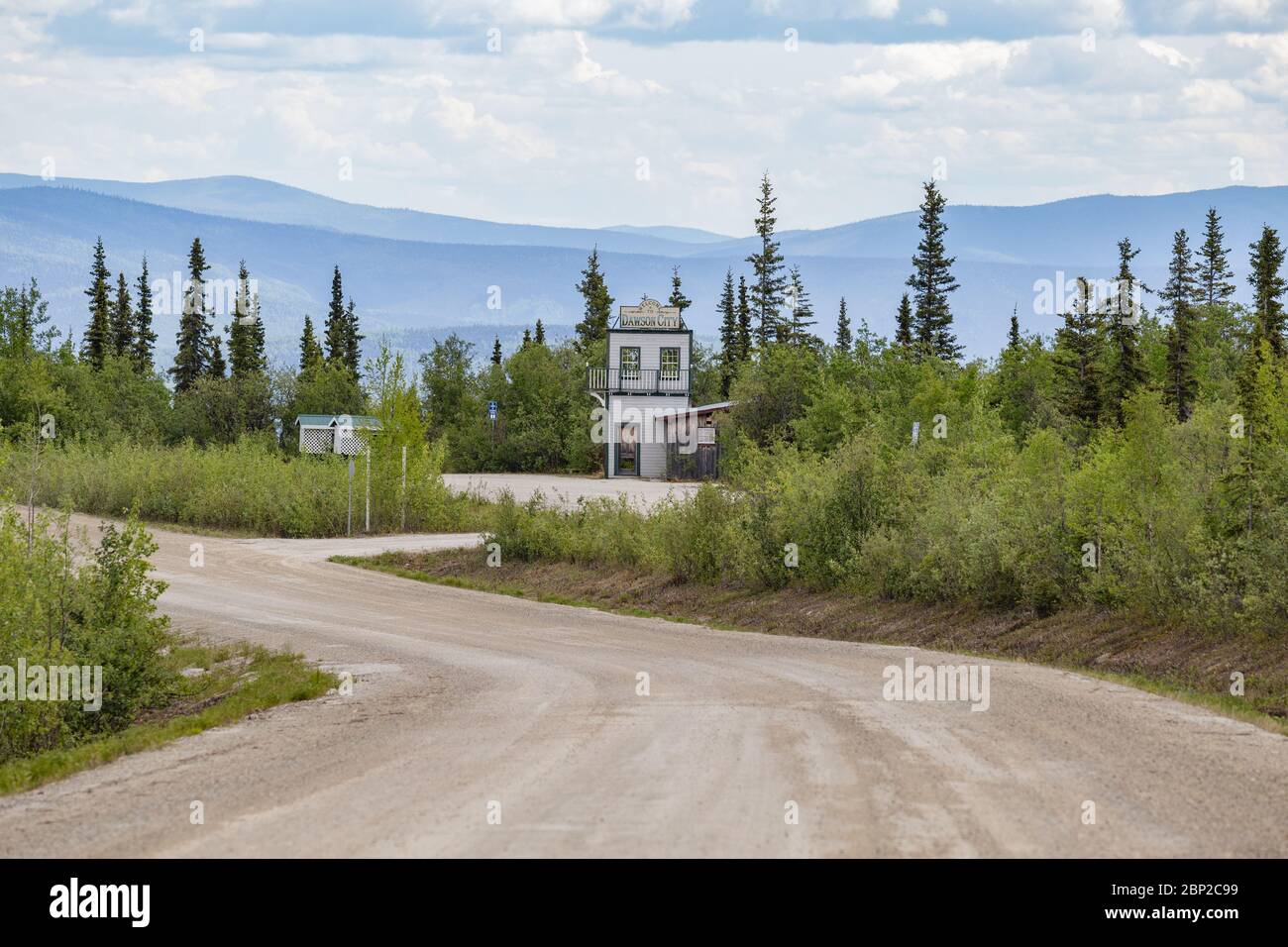 Petits bâtiments uniques à Dawson, Yukon Banque D'Images