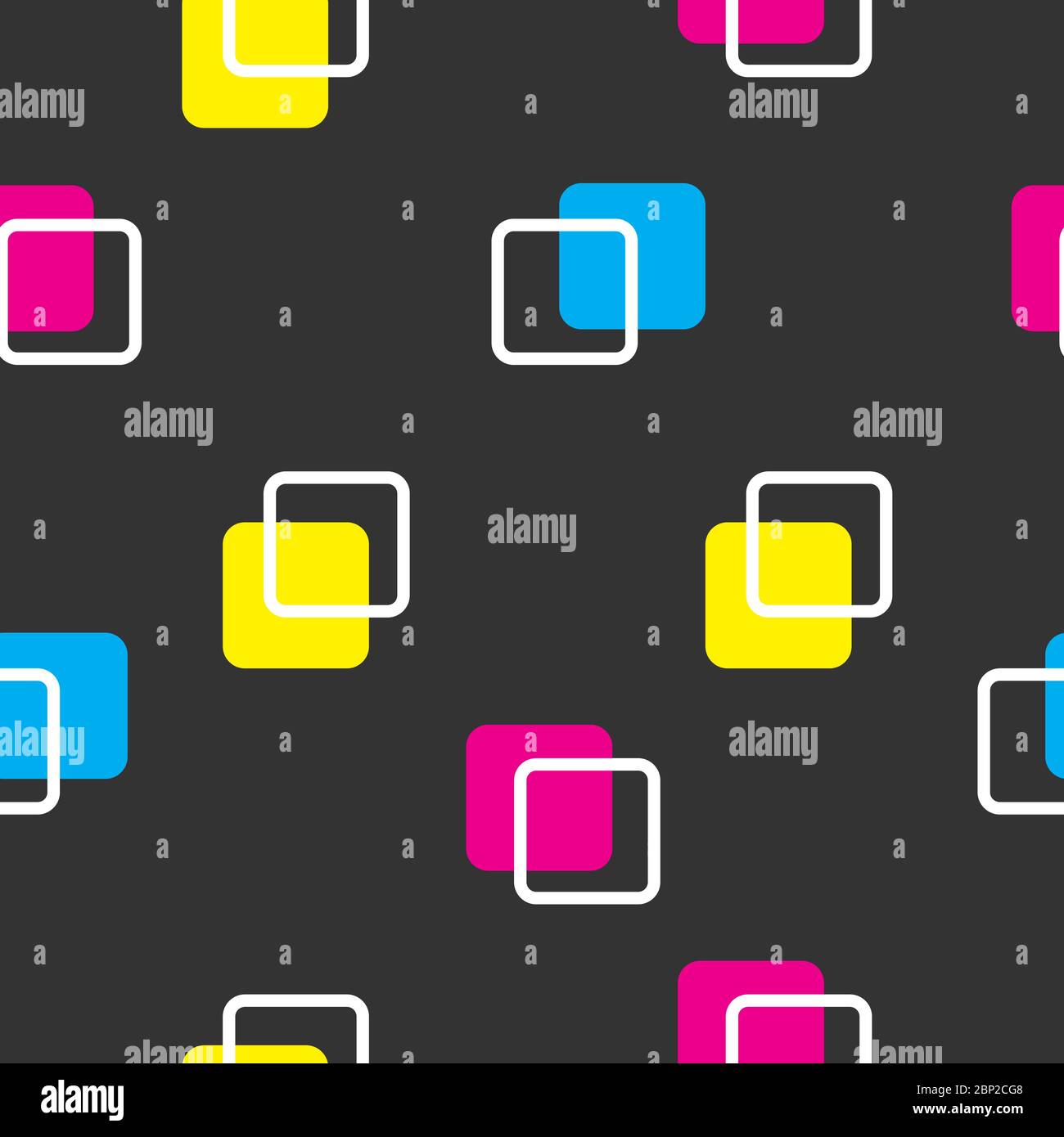 Motif sans couture avec couleurs en quartiers - magenta, jaune, bleu, noir. Impression d'entreprise pour la maison d'impression. Arrière-plan géométrique abstrait. Illustration de Vecteur