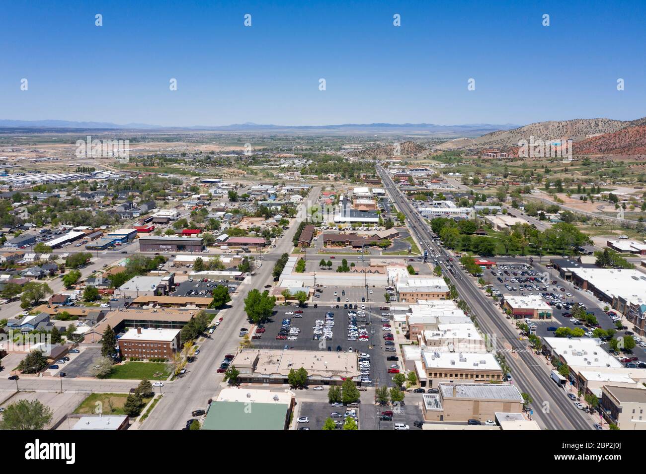 Vue aérienne sur le centre-ville de Cedar City, Utah Banque D'Images