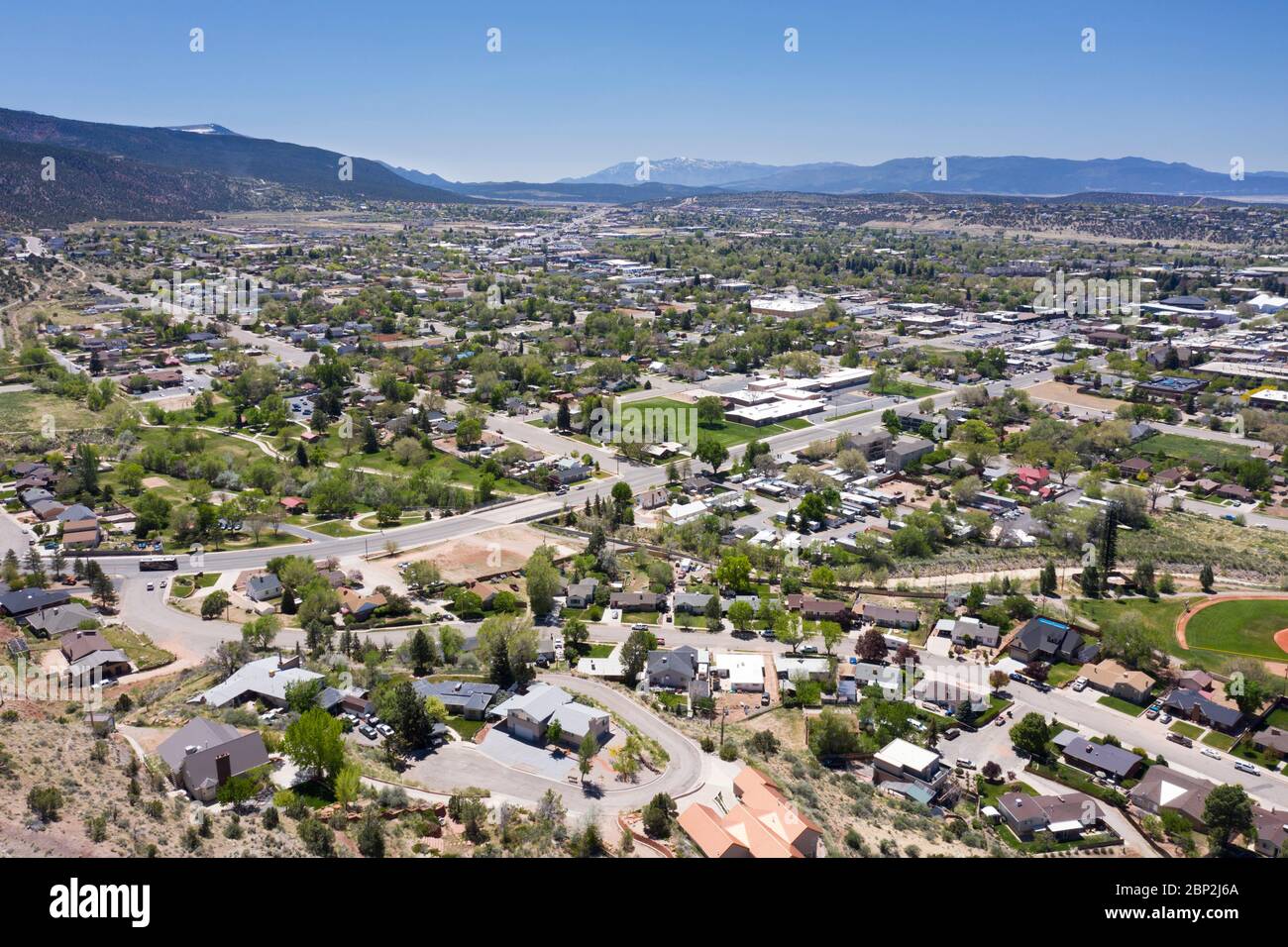 Vue depuis le dessus de Cedar City, Utah Banque D'Images