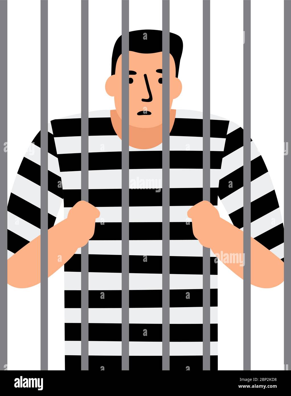 Criminel en prison, homme en détention, derrière les barreaux, illustration vectorielle Illustration de Vecteur