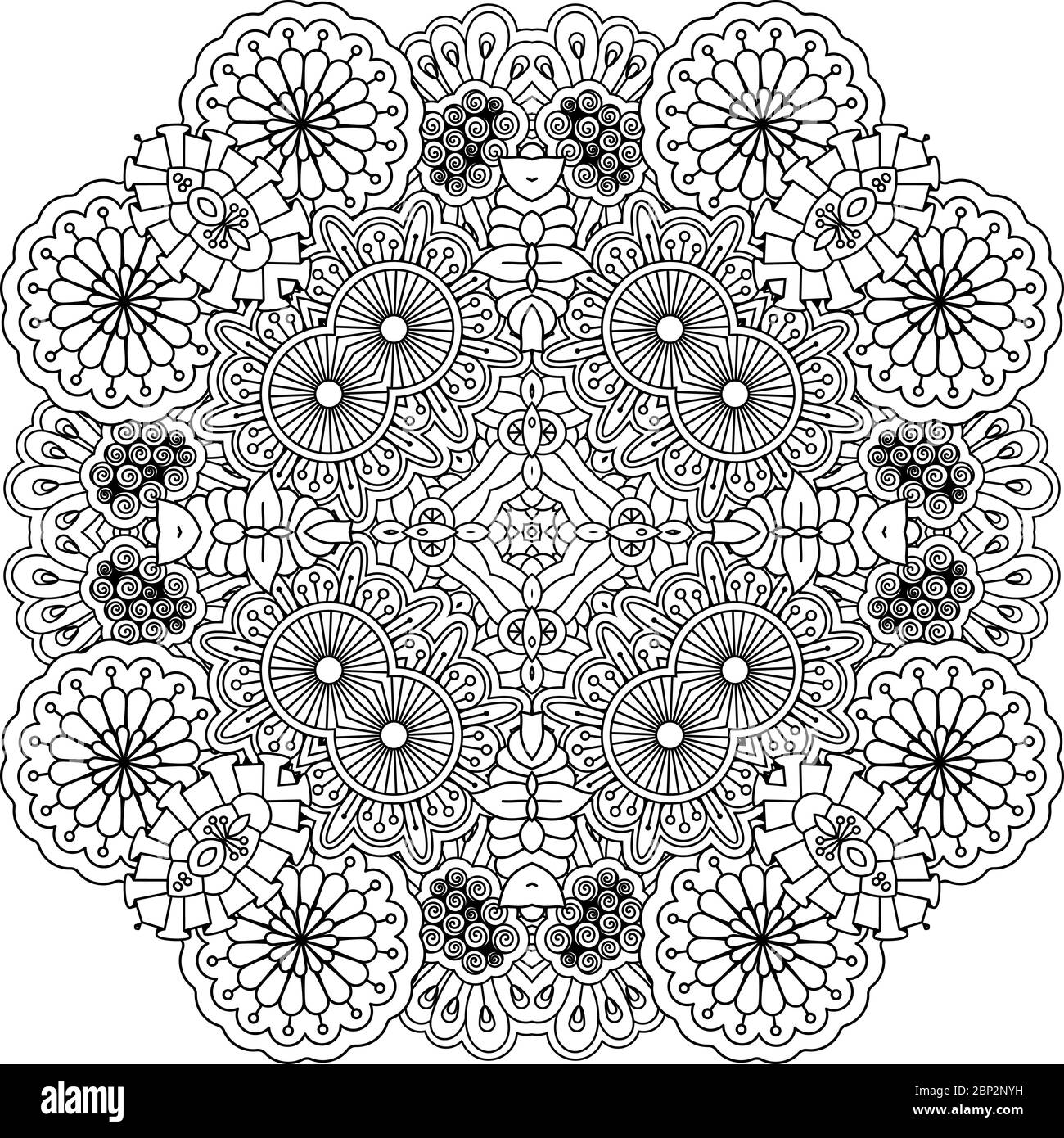 Élément décoratif à contour floral sur blanc. Illustration vectorielle Illustration de Vecteur