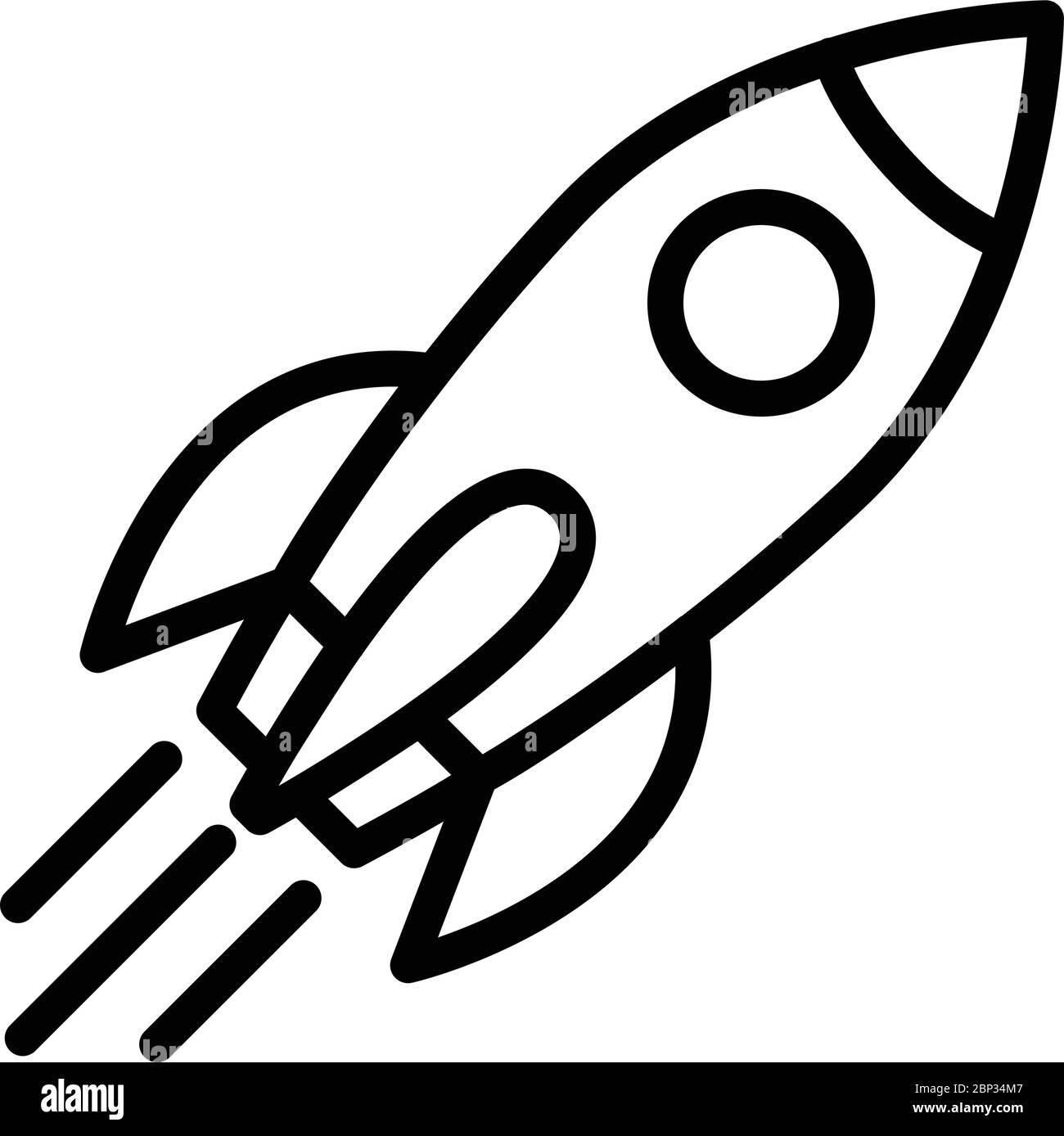 Icône de vaisseau avec contour de fusée et feu isolé sur vecteur blanc Illustration de Vecteur