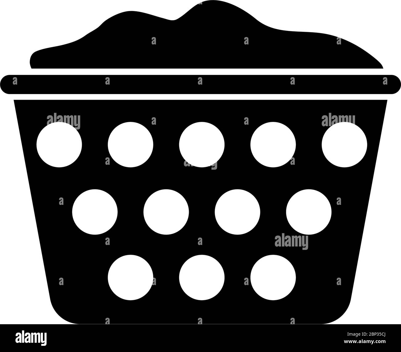 Panier à linge, lavage, ménage. Illustration de l'icône vecteur plat. Symbole noir simple sur fond blanc. Panier à linge, lavage, affiche de ménage de Illustration de Vecteur