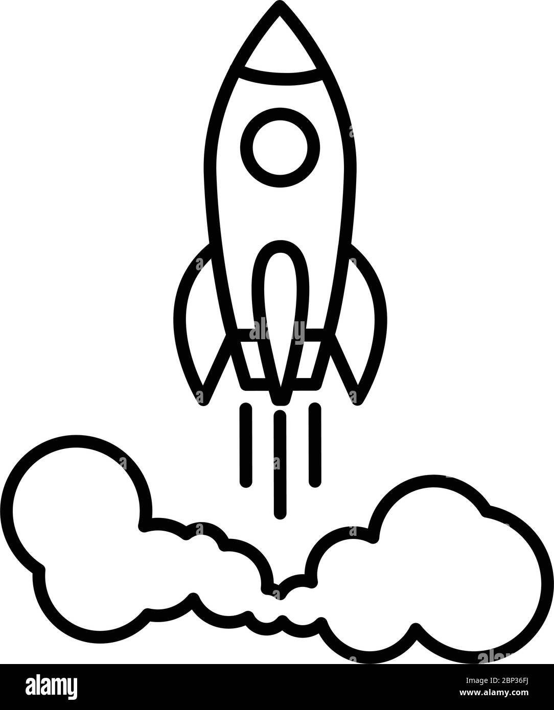 Ligne de fusée icône de navire plat de démarrage concept vecteur illustration voler Illustration de Vecteur