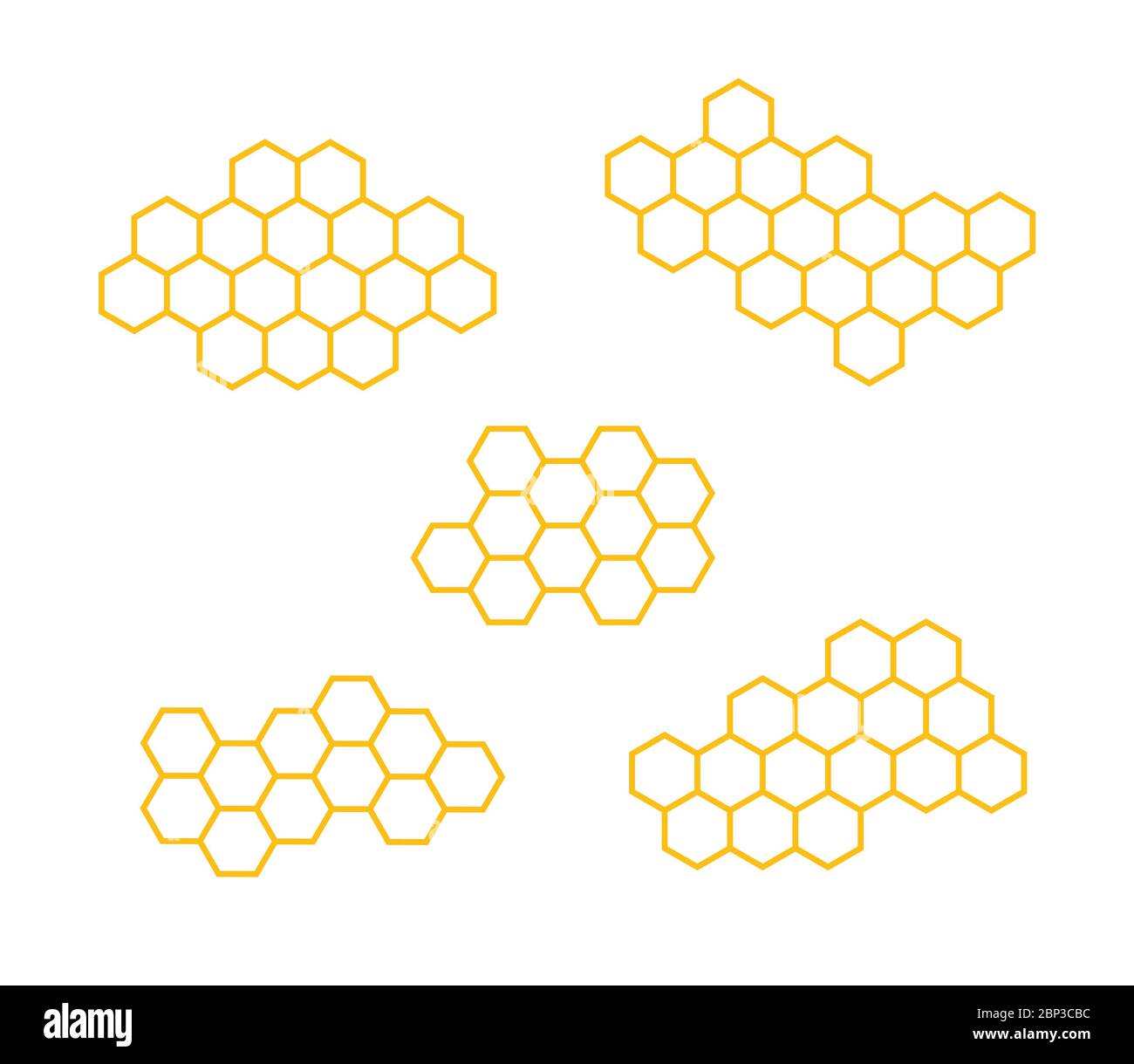 Définir les icônes nid d'abeille. Illustration vectorielle isolée sur fond blanc. Illustration de Vecteur