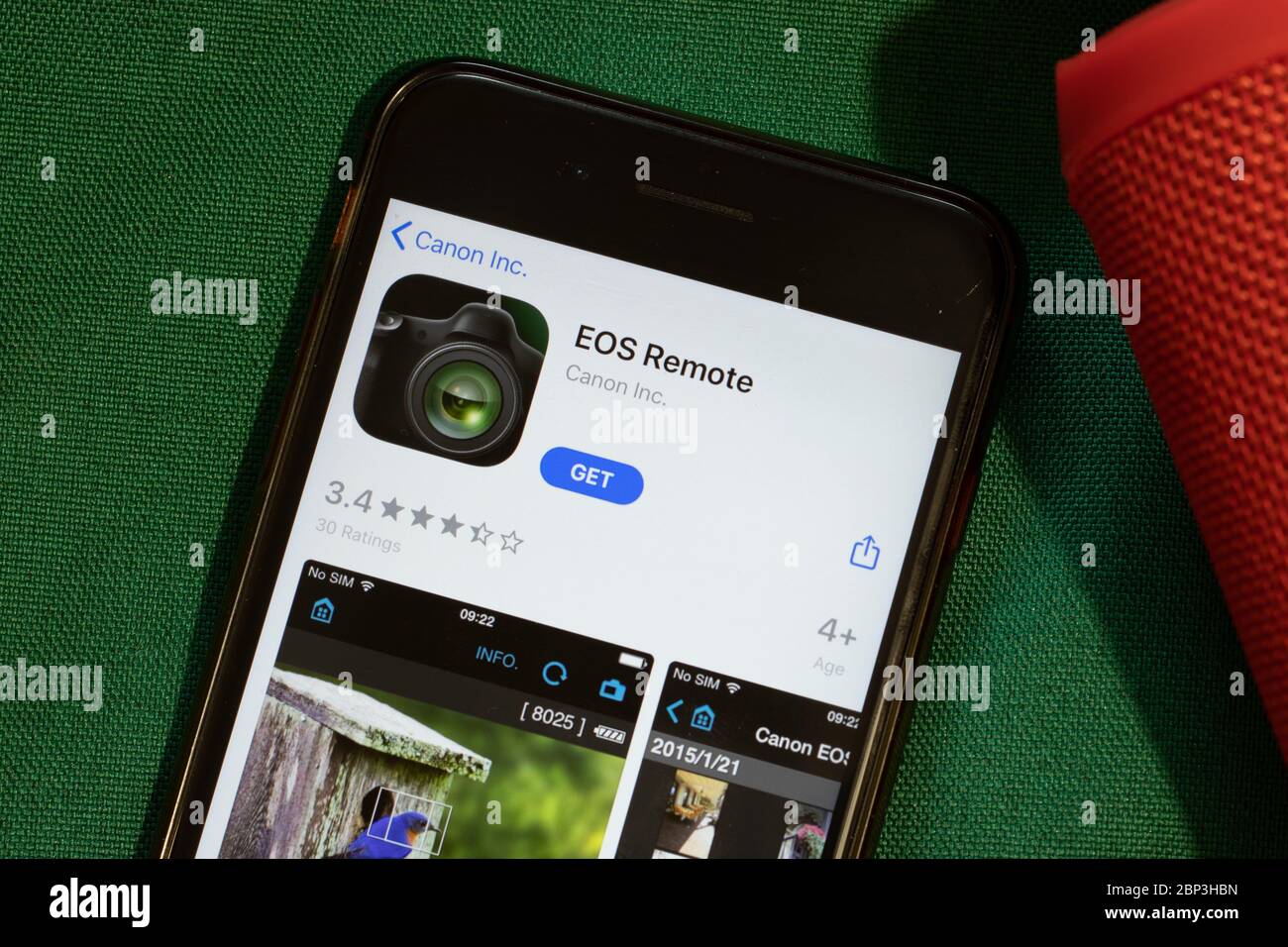 New York, États-Unis - 15 mai 2020 : logo de l'application mobile EOS Remote sur l'écran du téléphone, icône en gros plan, Editorial Banque D'Images
