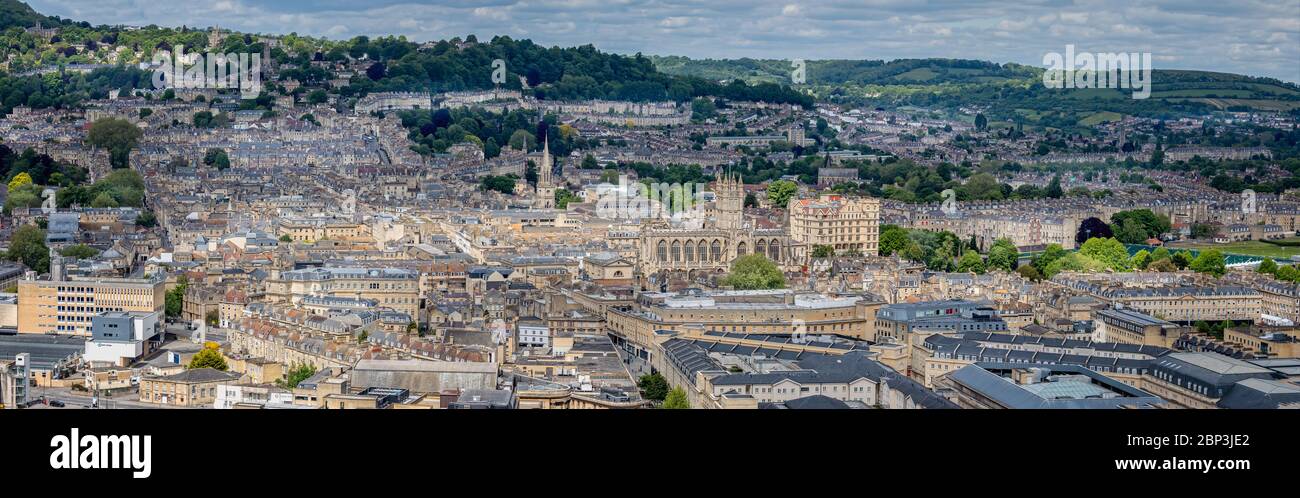 Vue panoramique de Bath Cityscape sans pollution depuis Alexandra Park, Bath, Somerset, Royaume-Uni le 16 mai 2020 Banque D'Images