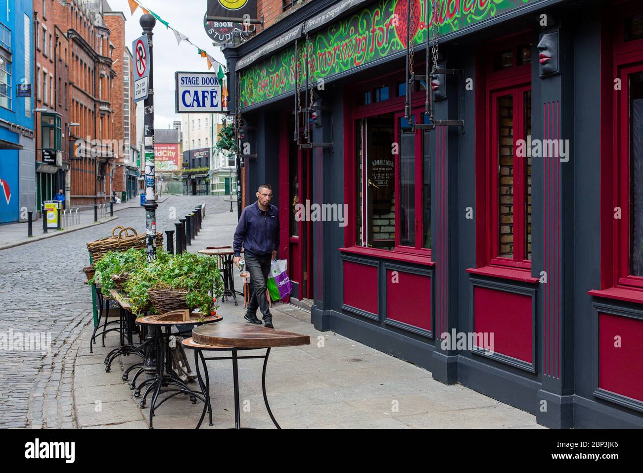 Dublin, Irlande. Mai 2020. Les chutes de pied et la circulation dans le centre-ville de Dublin et les magasins et les entreprises sont fermés en raison des restrictions de Covid-19 en cas de pandémie. Banque D'Images