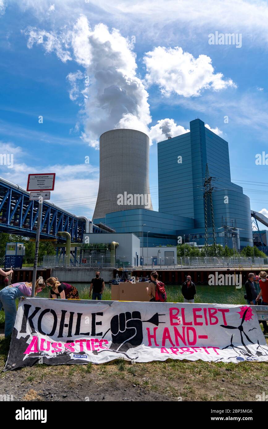 Protestation contre la centrale électrique au charbon de la uniper Datteln 4, le groupement EndegelŠnde, Datteln, NRW, Allemagne Banque D'Images