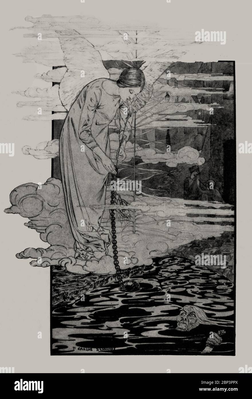 Illustration de la Reve d'Emile Zola par Carlos Schwabe (1866-1926), un peintre symboliste suisse est une œuvre symbolique importante du nouvel art idéaliste après avoir étudié l'art à Genève, Schwabe s'est déplacé à Paris pour devenir l'un des plus importants illustrateurs de livres symbolistes. Banque D'Images