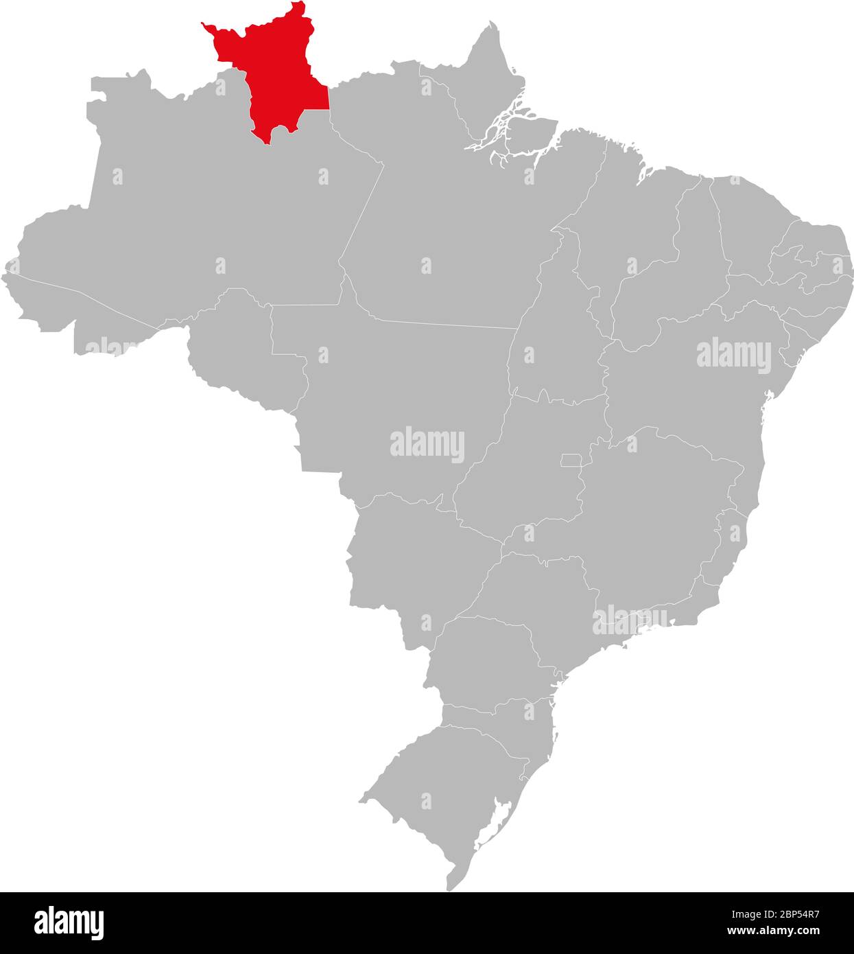 État de Roraima mis en évidence sur la carte du Brésil. Concepts et antécédents professionnels. Illustration de Vecteur