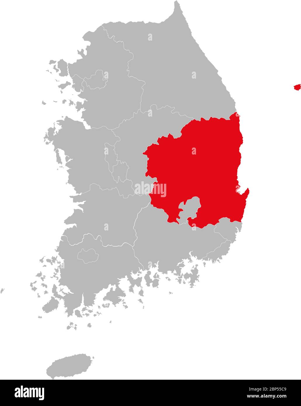 Province de North gyeongsang mise en évidence sur la carte de la corée du Sud. Concepts et antécédents professionnels. Illustration de Vecteur