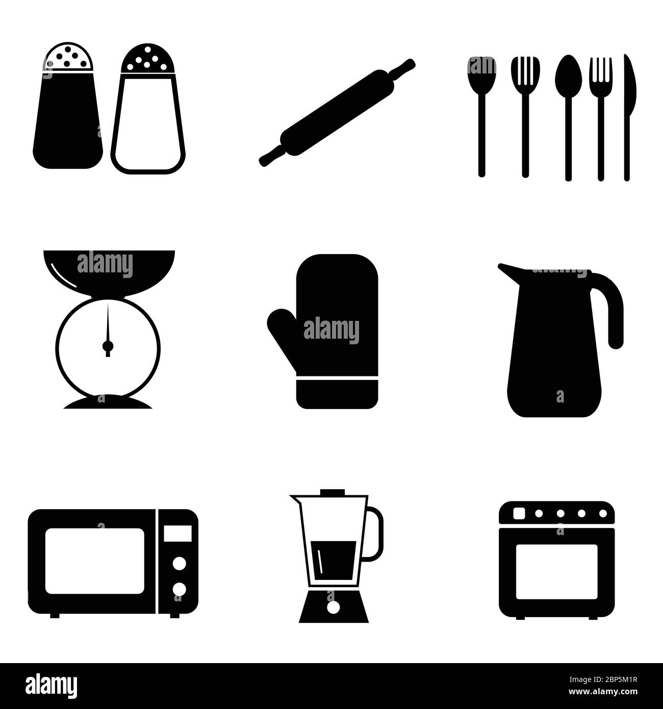 Ensemble d'icônes de cuisine. Un ensemble de divers pictogrammes noirs et blancs représentant les icônes de cuisine. Vecteur EPS Illustration de Vecteur