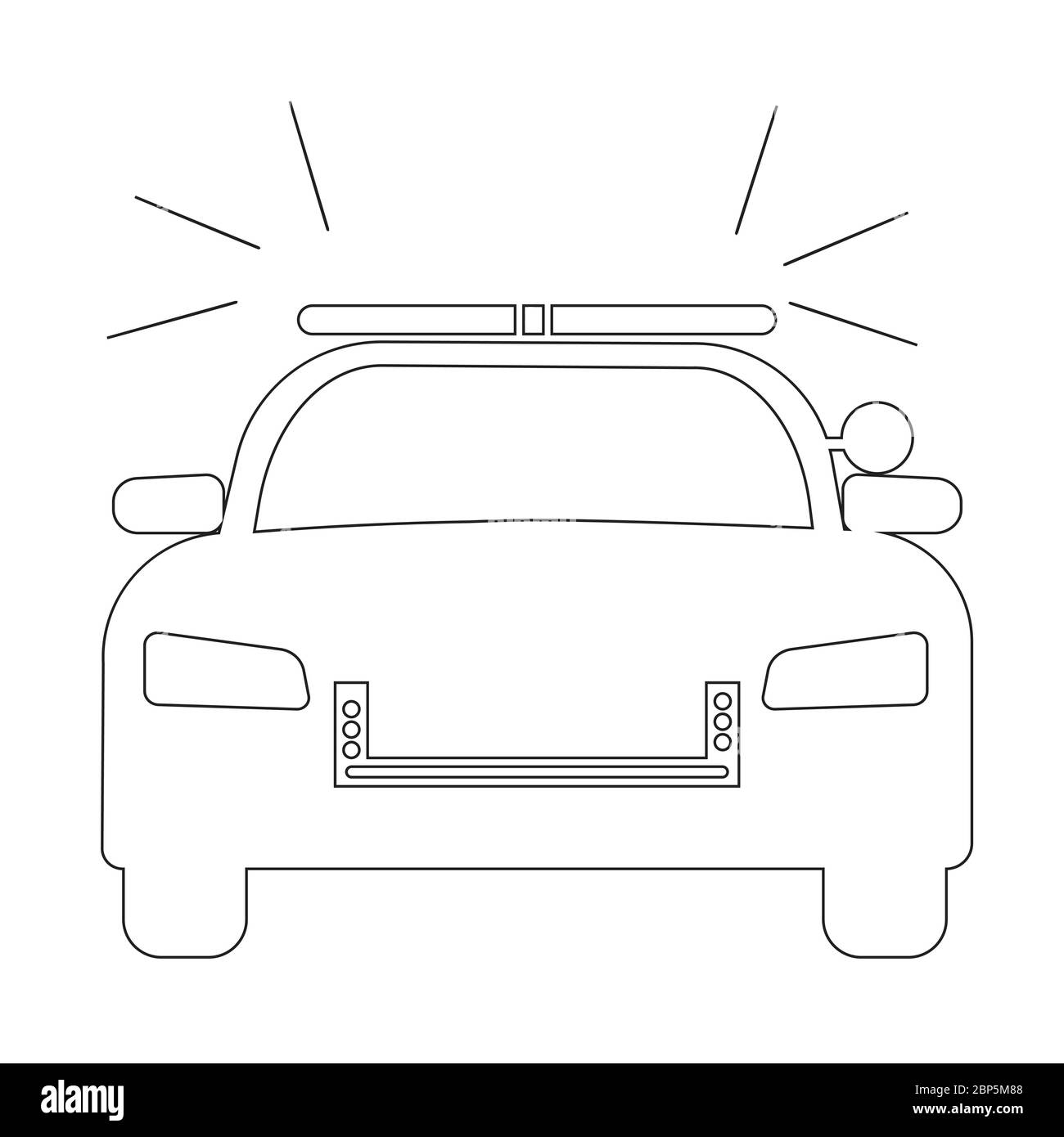 Voiture de police avec vue avant de la sirène. Illustration simple en ...
