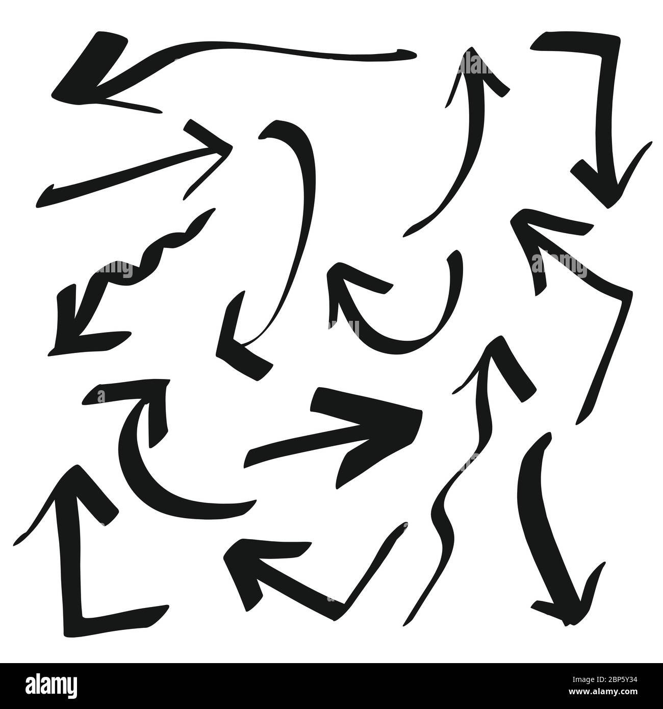 Style de dessin animé.flèches, bordures, icônes et symboles tracés à la ...
