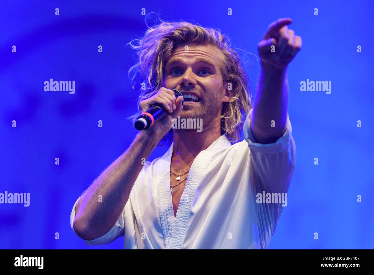 Feuerherz au Schlager Olymp 2019 à Berlin - présenté par radio Paloma dans le parc de loisirs et de loisirs de Berlin Lübars. Banque D'Images