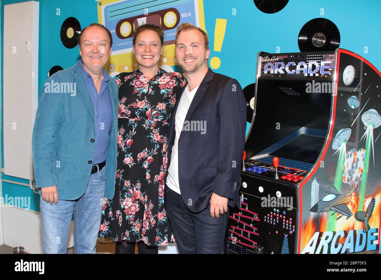 Cathy Weder, Jens Wawrzeck, Fabian Kuehne, Fototermin im Hamburg Zwei 80er Cafe à Ottensen, Hambourg, 15.08.2019 Banque D'Images