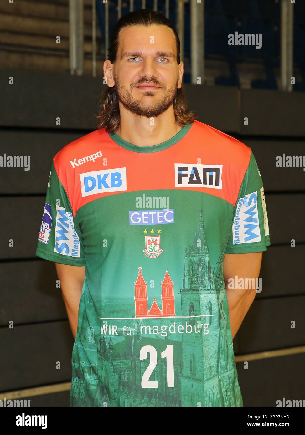 Joueur de handball allemand Erik Schmidt , SC Magdeburg, Liqui Moly HBL, Handball-Bundesliga saison 2019-20 Banque D'Images