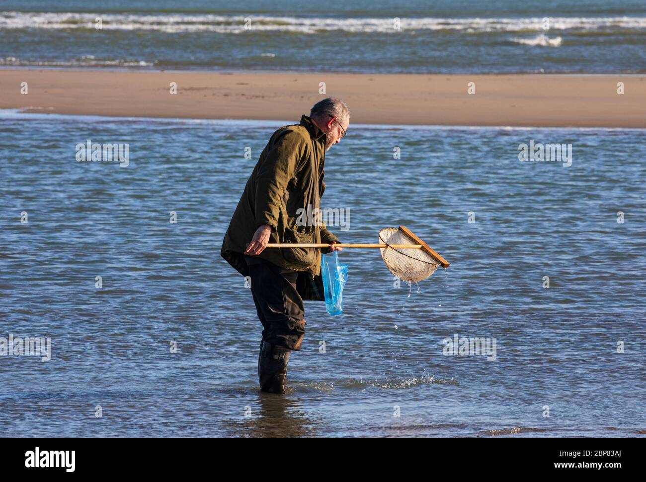 homme pêche sur la rive Banque D'Images