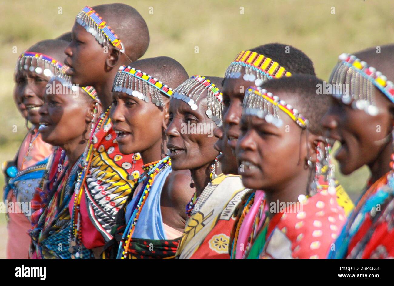 Samburu Maasai femme. Samburu Maasai un groupe ethnique de semi-nomades photographiés à Samburu, Kenya Banque D'Images
