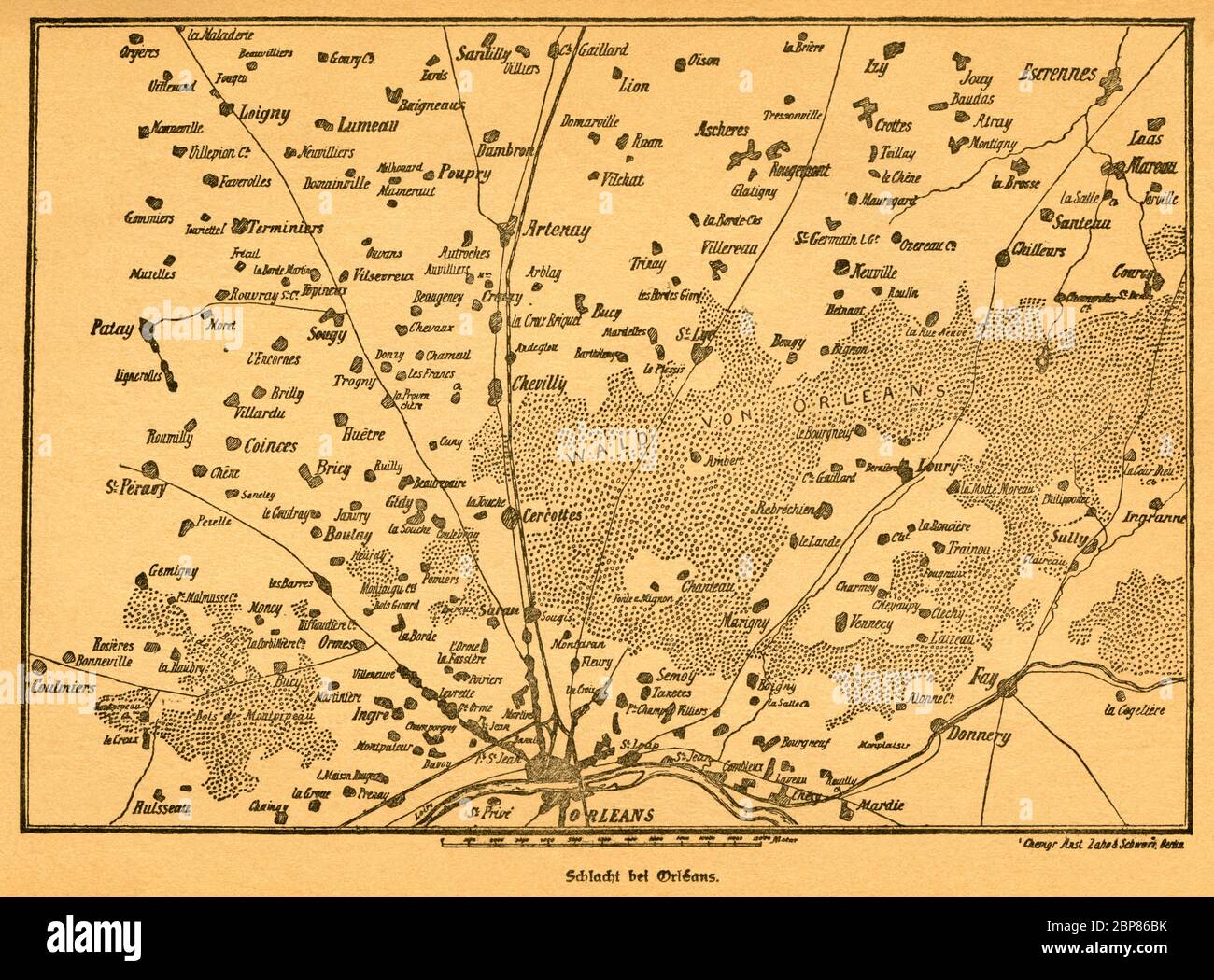 Europa, Deutschland, Frankreich, Deutsch-Französischer Krieg, Plan der Schlacht BEI Orléans, Motiv aus : Der Krieg zwischen Frankreich und Deutschland in den Jahren 1870-1871 ' , von J. Scheibert, Verlag von W. Pauli's Nachfolger ( H. Jerosch ) , Berlin , 1895 . / Europe, Allemagne, France, guerre franco-prussienne, bataille d'Orléans , image de : ' Der Krieg zwischen Frankreich und Deutschland in den Jahren 1870-1871 ' ( la guerre entre la France et la Prusse 1870-1871 ) , par J. Scheibert, maison d'édition W. Pauli ' suceur ( H. Jerosch ) , Berlin, 1895 . Banque D'Images