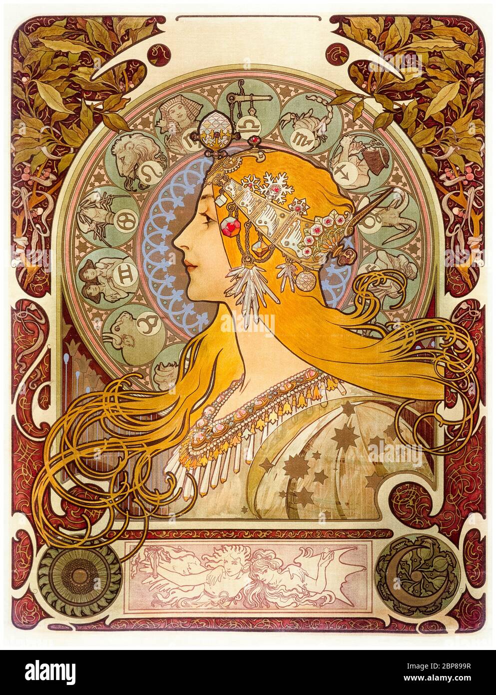 Alphonse Mucha, Zodiac, affiche Art Nouveau, 1896 Banque D'Images