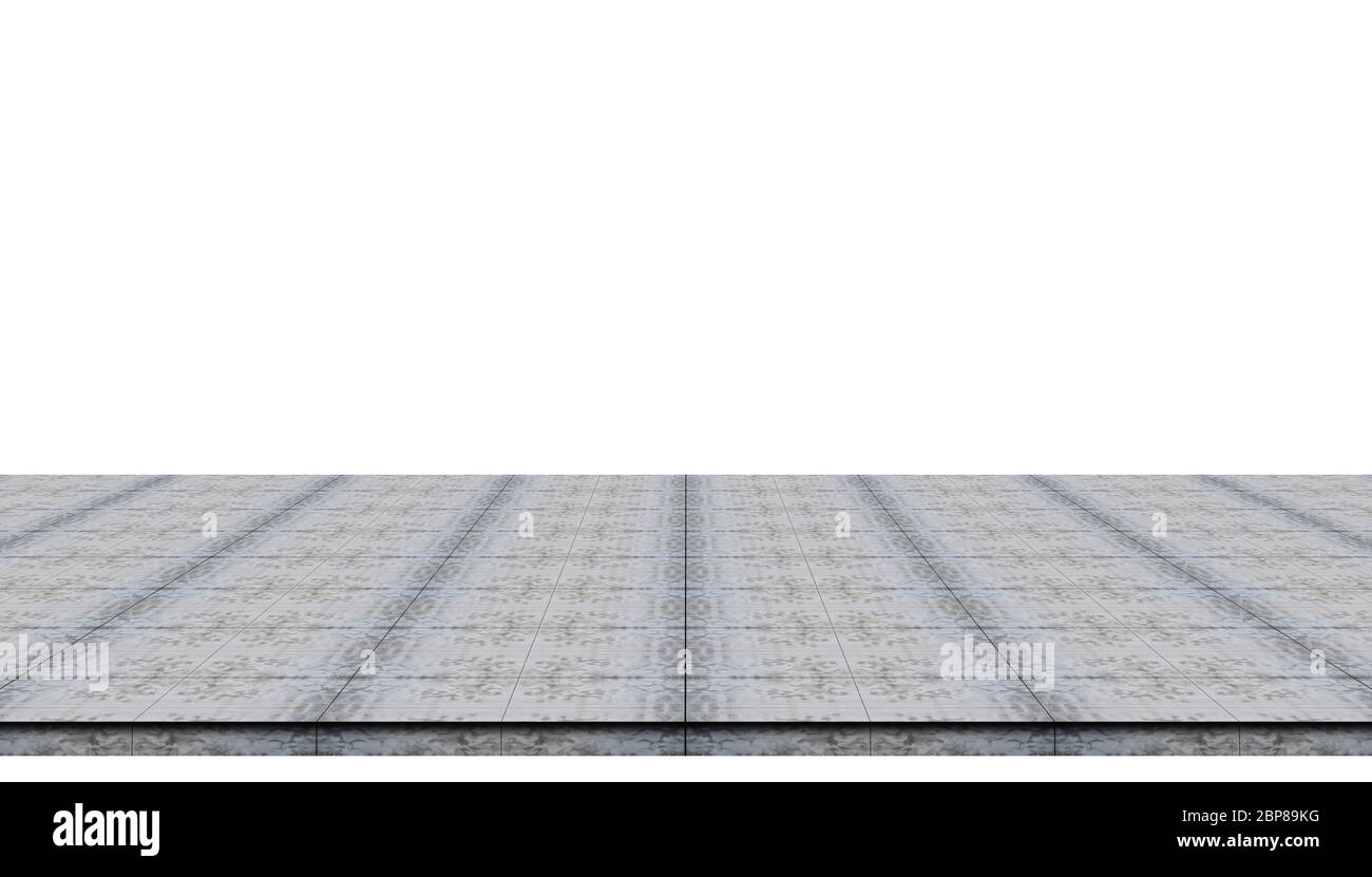 Revêtement de sol en béton vide isolé sur fond blanc pour les produits de démonstration ou de maquette. Banque D'Images