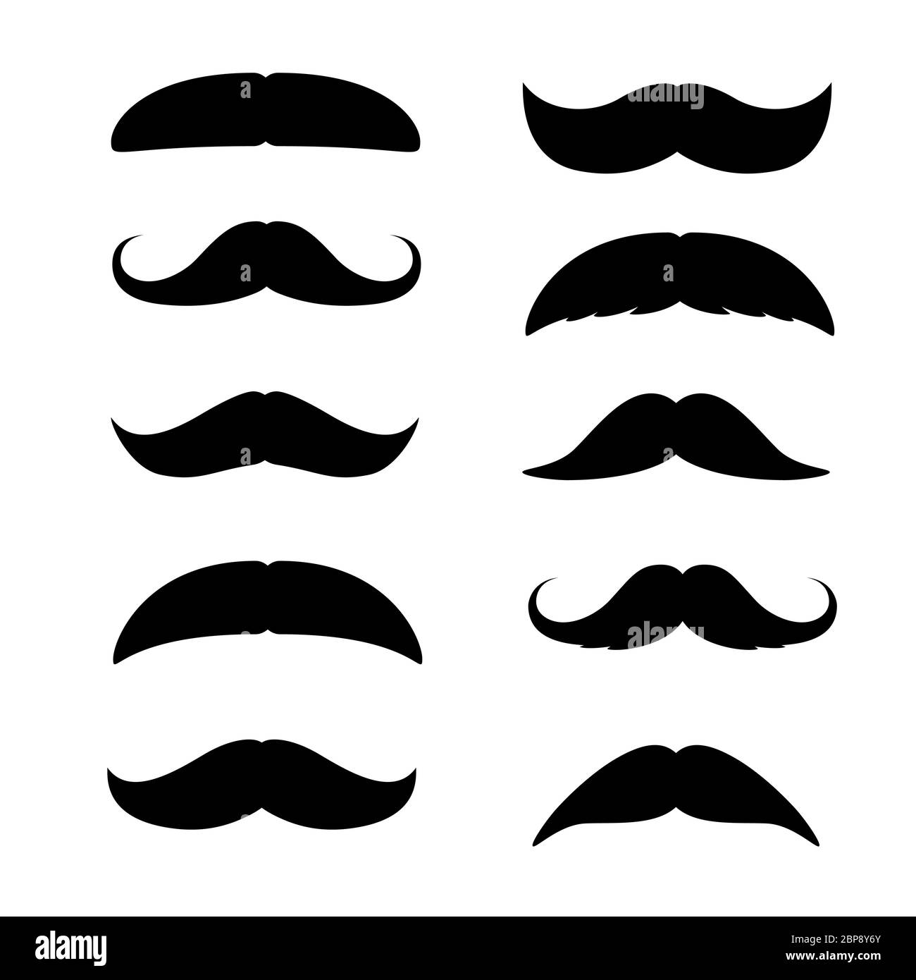 Ensemble de moustaches. Silhouette noire de moustaches pour homme adulte. Illustration vectorielle isolée sur blanc Illustration de Vecteur