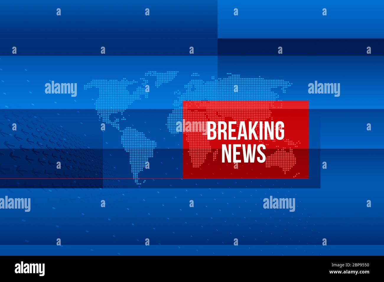 Breaking news graphique avec fond carte du monde à l'arrière-plan. 3d illustration Banque D'Images