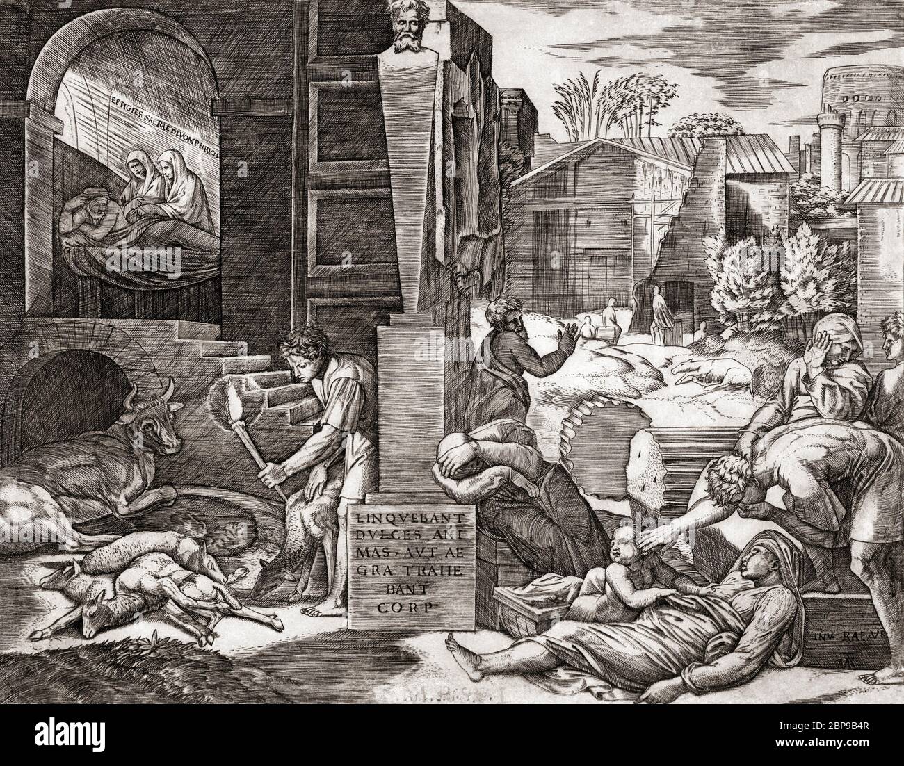 La peste. Après une gravure de Marcantonio Raimondi, d'une oeuvre de Raphaël. Banque D'Images