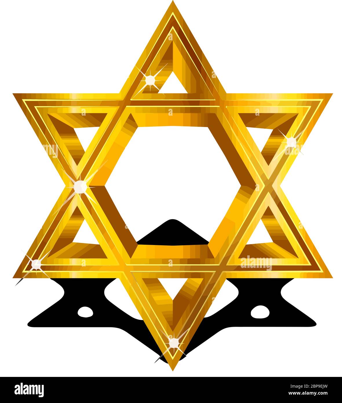 Étoile de David traditionnel le judaïsme religion juive shinny or illustration Banque D'Images