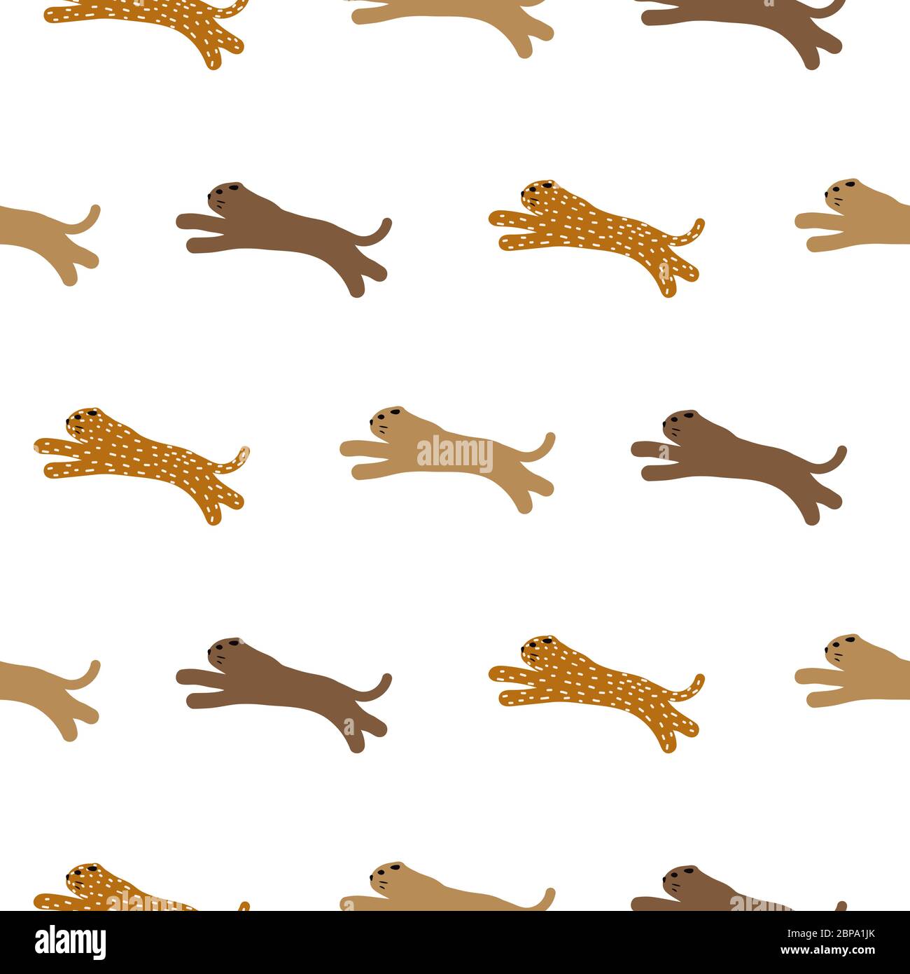 Adorable chat puma sauvage sans couture motif personnages abstraits. Joli motif à la main, motif vectoriel texturé. Illustration de Vecteur