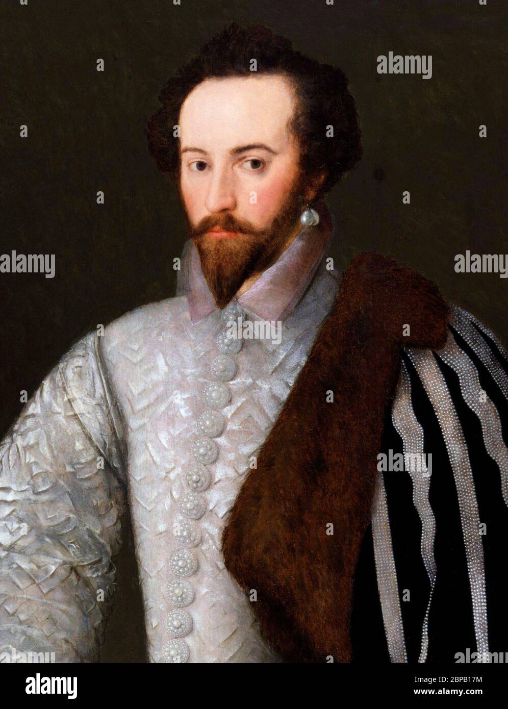 Walter Raleigh. Portrait de Sir Walter Raleigh, c.1588 par un artiste inconnu. Banque D'Images