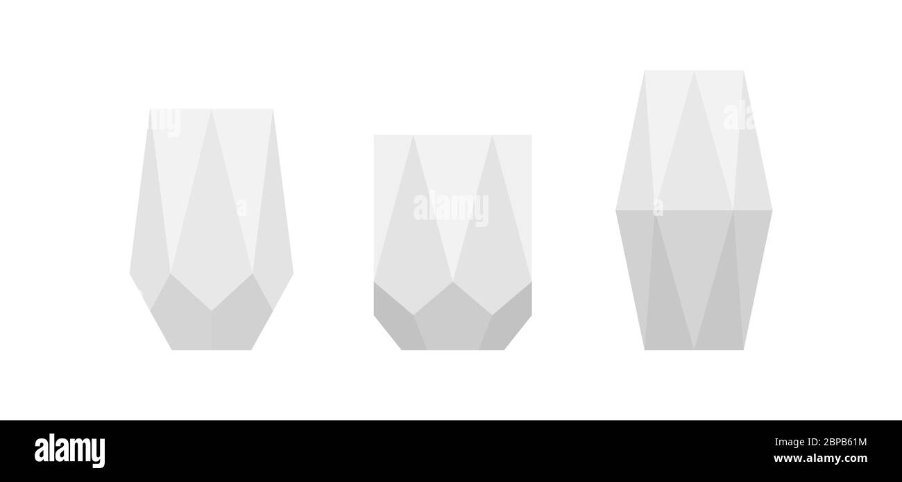 Vases géométriques blancs. Ensemble de pots verticaux minimum tendance pour fleurs Illustration de Vecteur