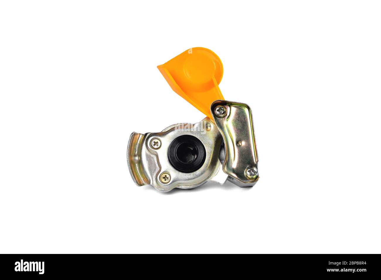 GRUE À MAIN pour le raccordement rapide des flexibles pneumatiques d'un camion, d'un tracteur et d'une plate-forme de chargement, fond blanc, gros plan Banque D'Images