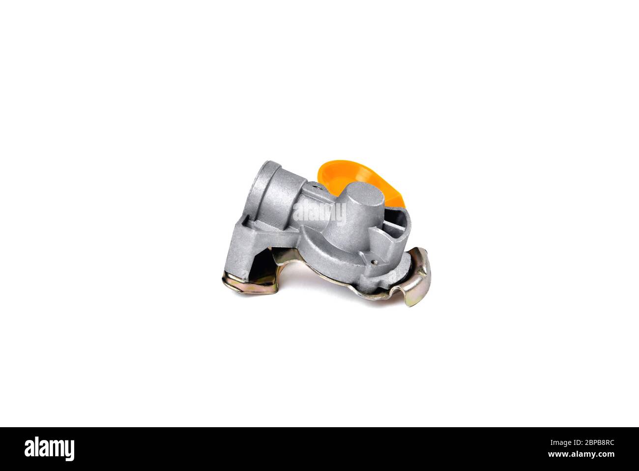 GRUE À MAIN pour le raccordement rapide des flexibles pneumatiques d'un camion, d'un tracteur et d'une plate-forme de chargement, fond blanc, gros plan Banque D'Images