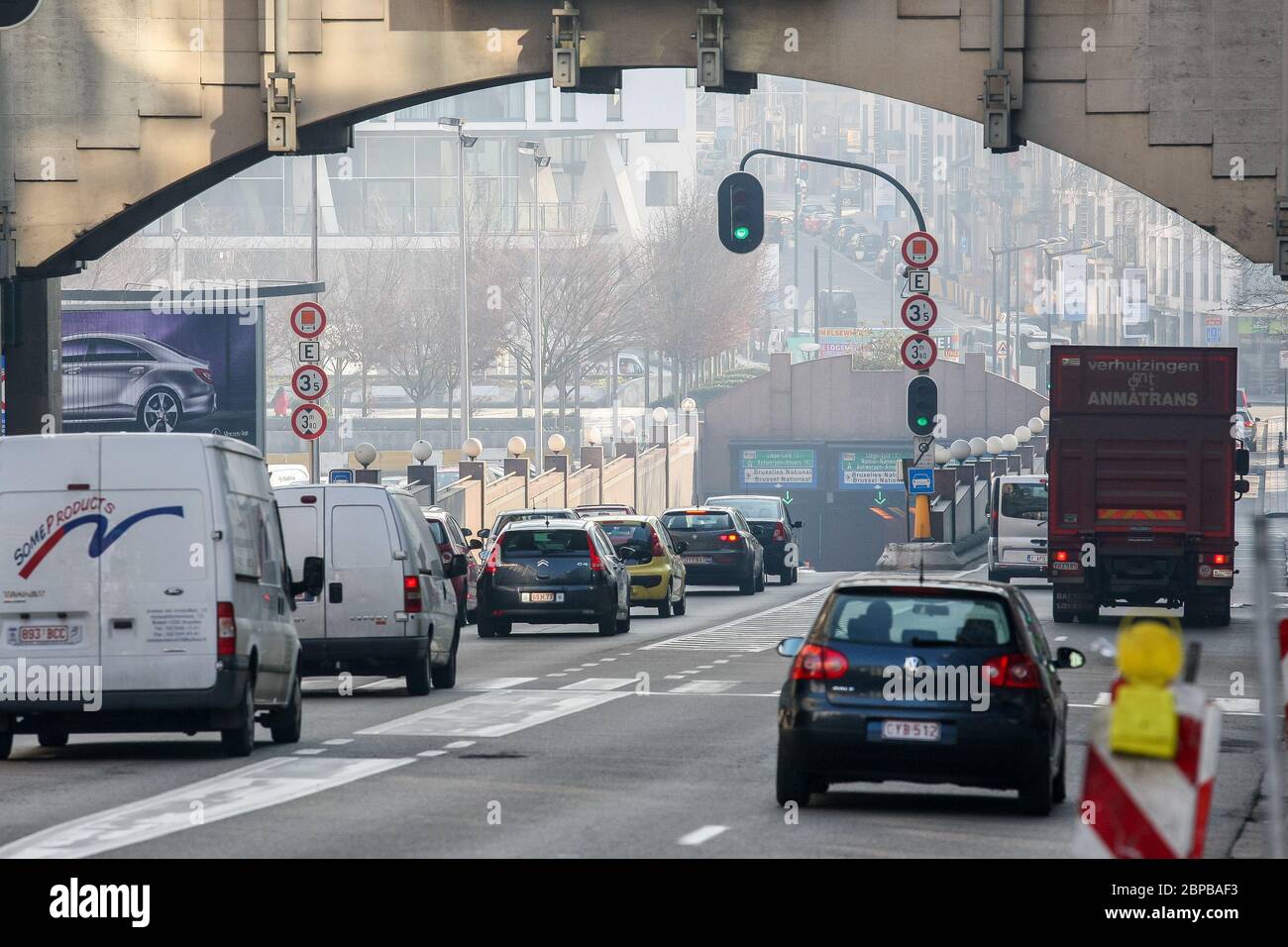 Transport urbain et infrastructure. Bruxelles, Belgique - 02 mars 2011 Banque D'Images