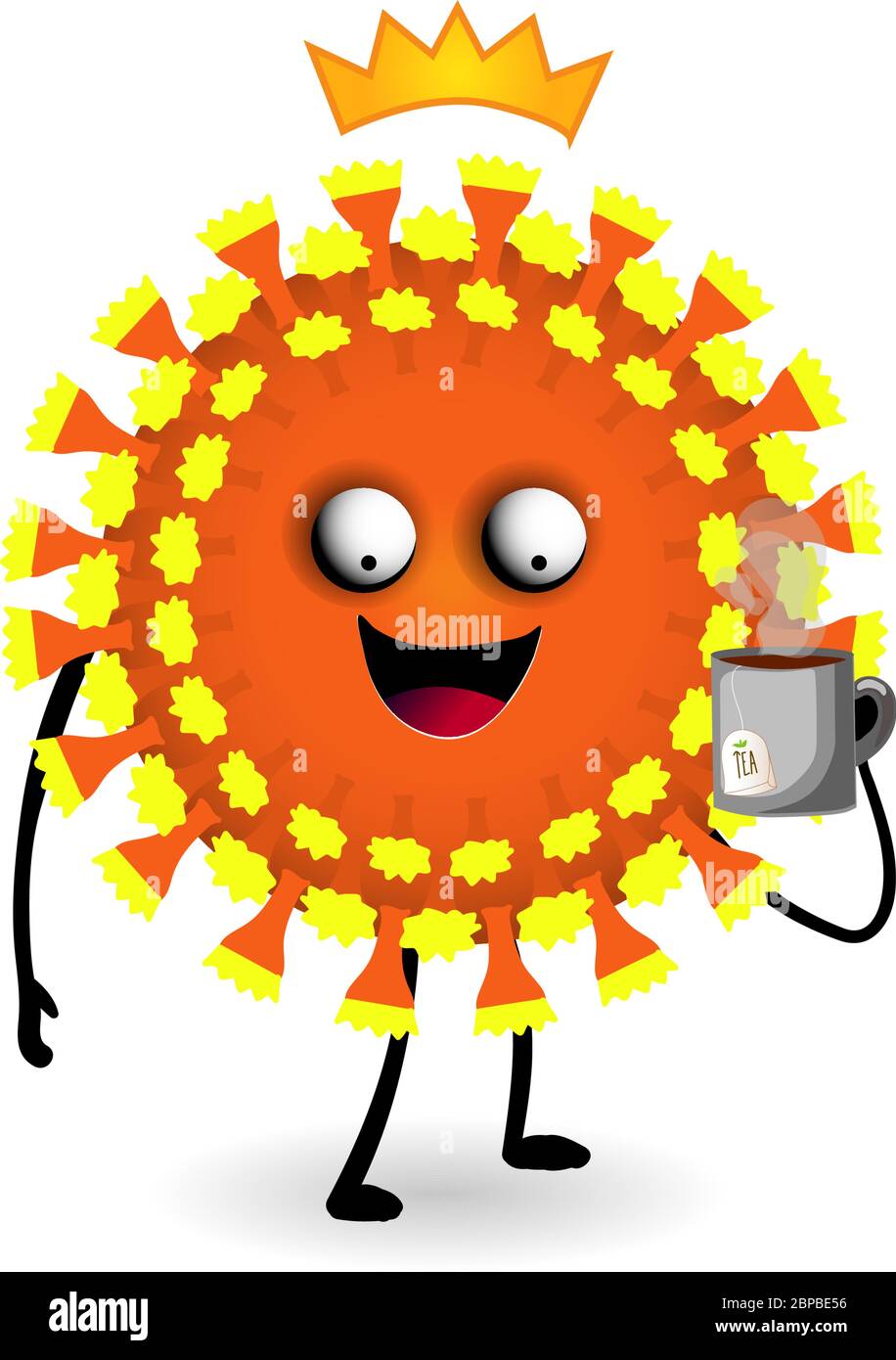 Virus covid 19 caractères boissons thé. Pandémie et épidémie. Bactéries amusantes. Illustration vectorielle sur fond blanc. Illustration de Vecteur